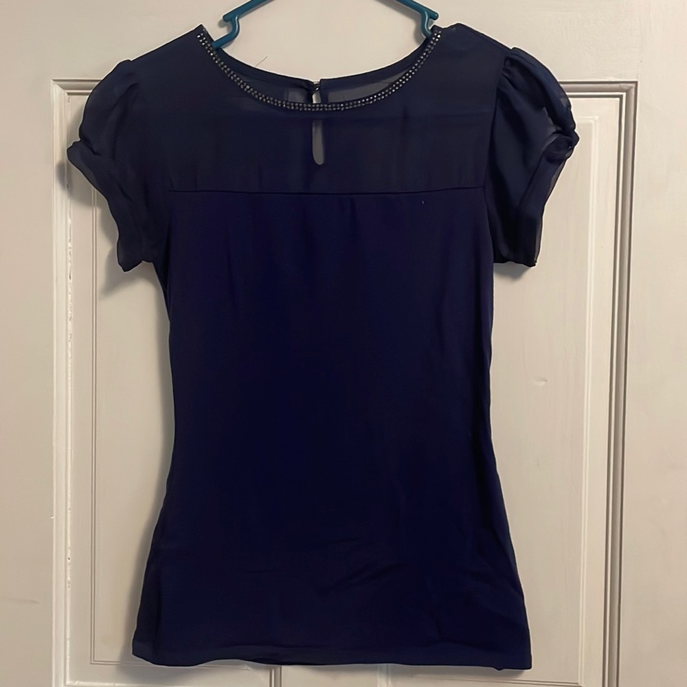 Rhinestone collar blouse
